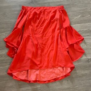 Runway deep orange off the shoulder bell sleeve dress- lightly worn, vintage